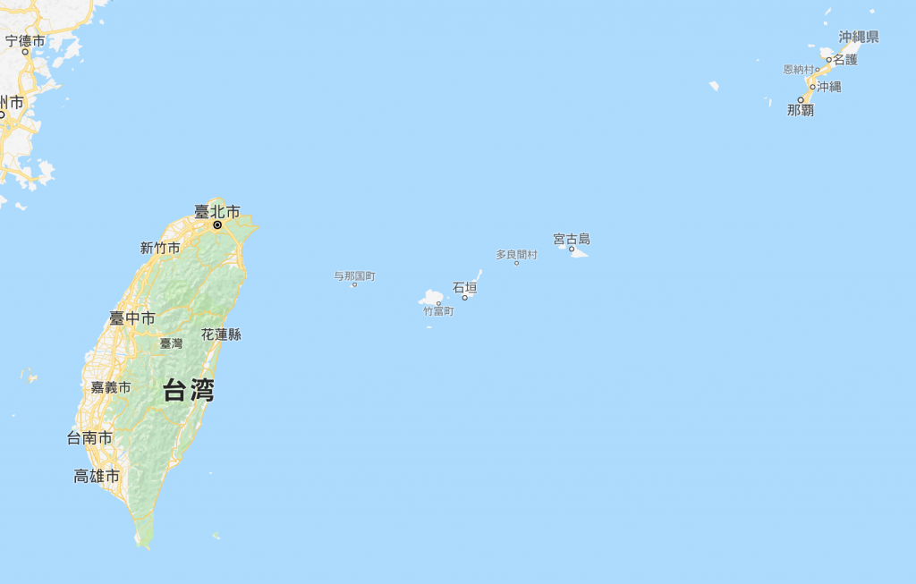 沖縄と台湾の位置