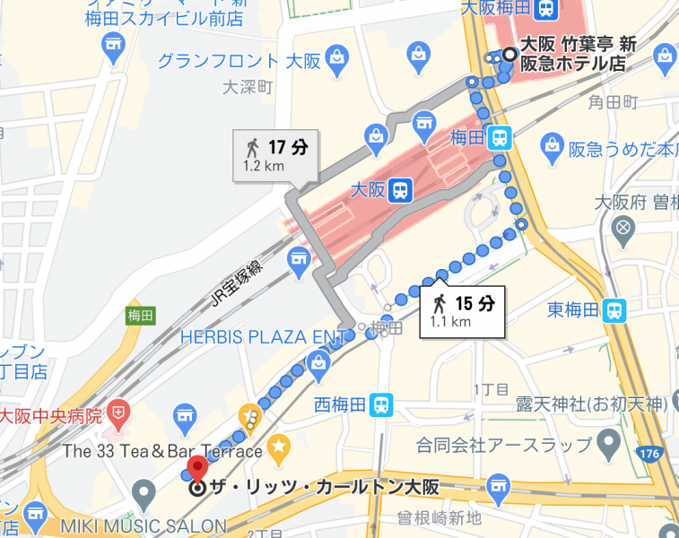 梅田の地図